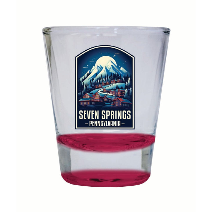 Seven Springs Pennsylvania Snowy Village Design Souvenir 2 Ounce Shot Glass Round Image 1