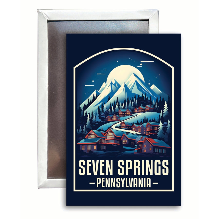 Seven Springs Pennsylvania Snowy Village Design Souvenir 2x3-Inch Fridge Magnet Image 1