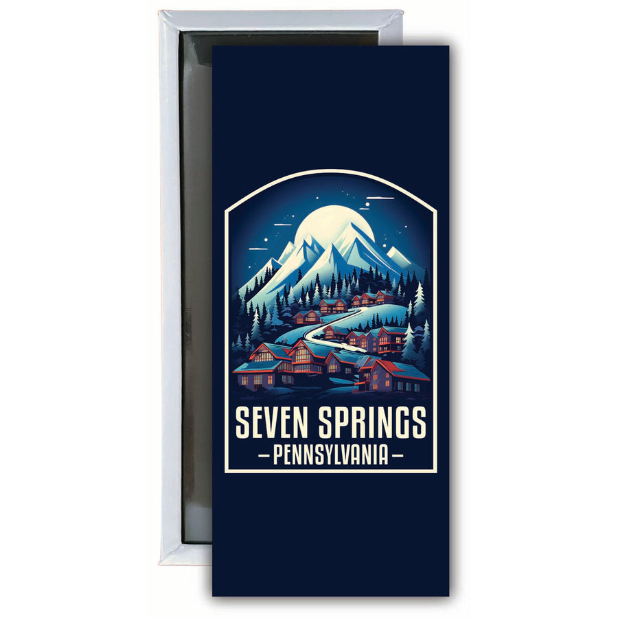 Seven Springs Pennsylvania Snowy Village Design Souvenir Fridge Magnet 4.75 x 2 Inch Image 1