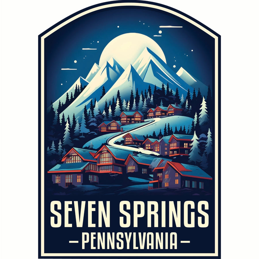 Seven Springs Pennsylvania Snowy Village Design Souvenir Die Cut Flat Magnet Image 1