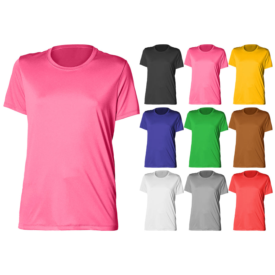 4-Piece Womens Plus Size High-Performance Moisture-Wicking Slim-Fit Short Sleeves with Crew Neck Design T-Shirts Image 1