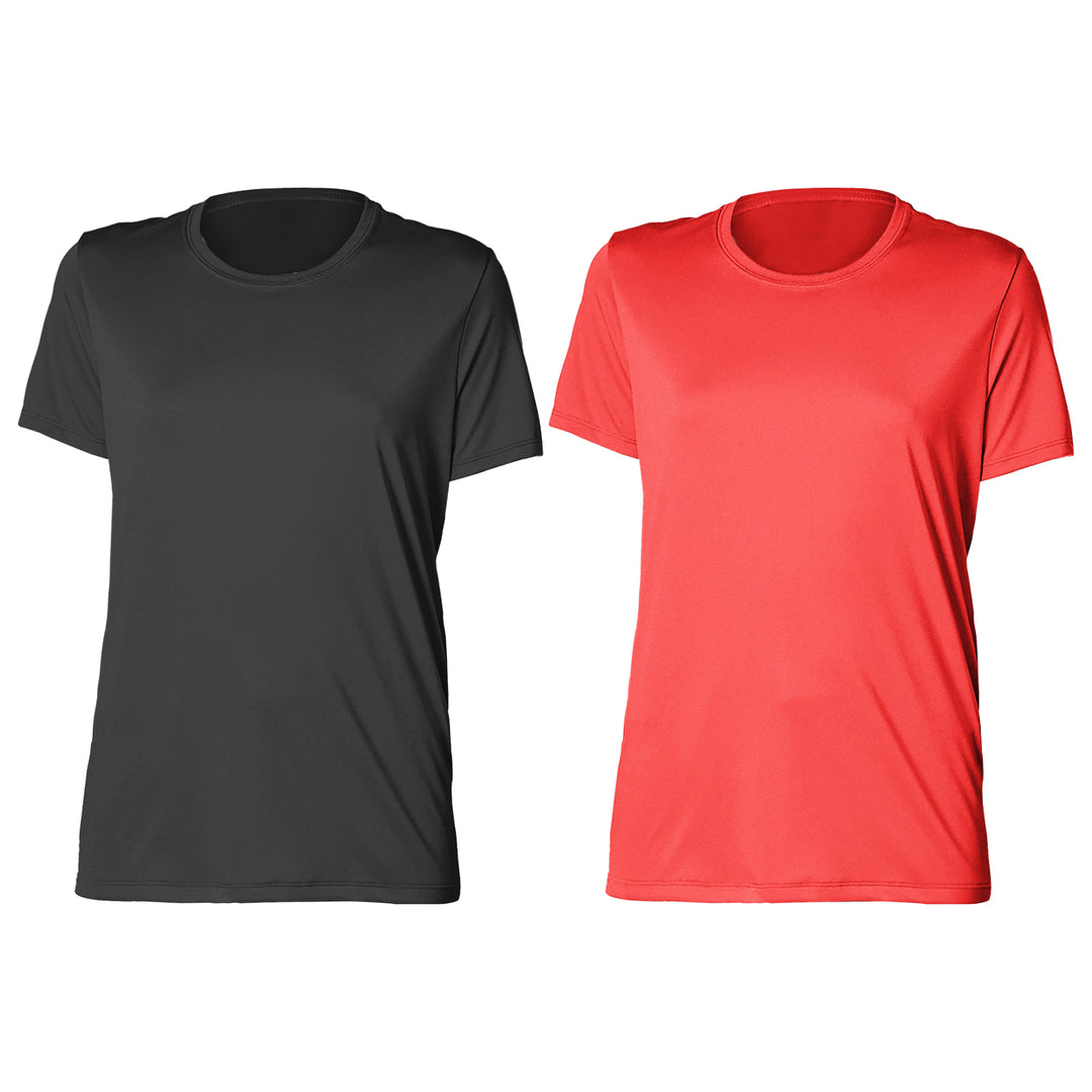 2-Piece Womens Plus Size High-Performance Moisture-Wicking Slim-Fit Short Sleeves with Crew Neck Design T-Shirts Image 1