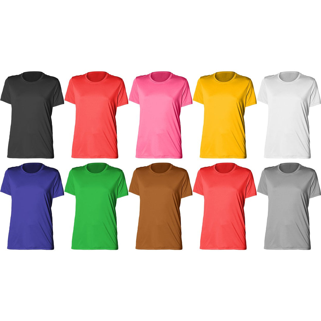 4-Piece Womens Plus Size High-Performance Moisture-Wicking Slim-Fit Short Sleeves with Crew Neck Design T-Shirts Image 4