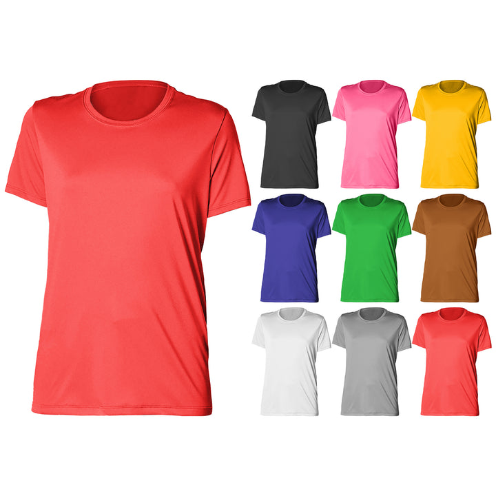 4-Piece Womens Plus Size High-Performance Moisture-Wicking Slim-Fit Short Sleeves with Crew Neck Design T-Shirts Image 2