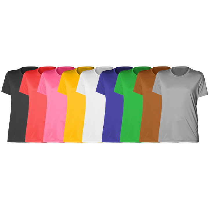 6-Piece Womens Plus Size High-Performance Moisture-Wicking Slim-Fit Short Sleeves with Crew Neck Design T-Shirts Image 3