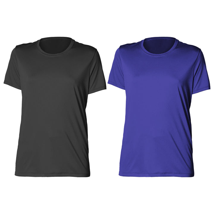 2-Piece Womens Plus Size High-Performance Moisture-Wicking Slim-Fit Short Sleeves with Crew Neck Design T-Shirts Image 1