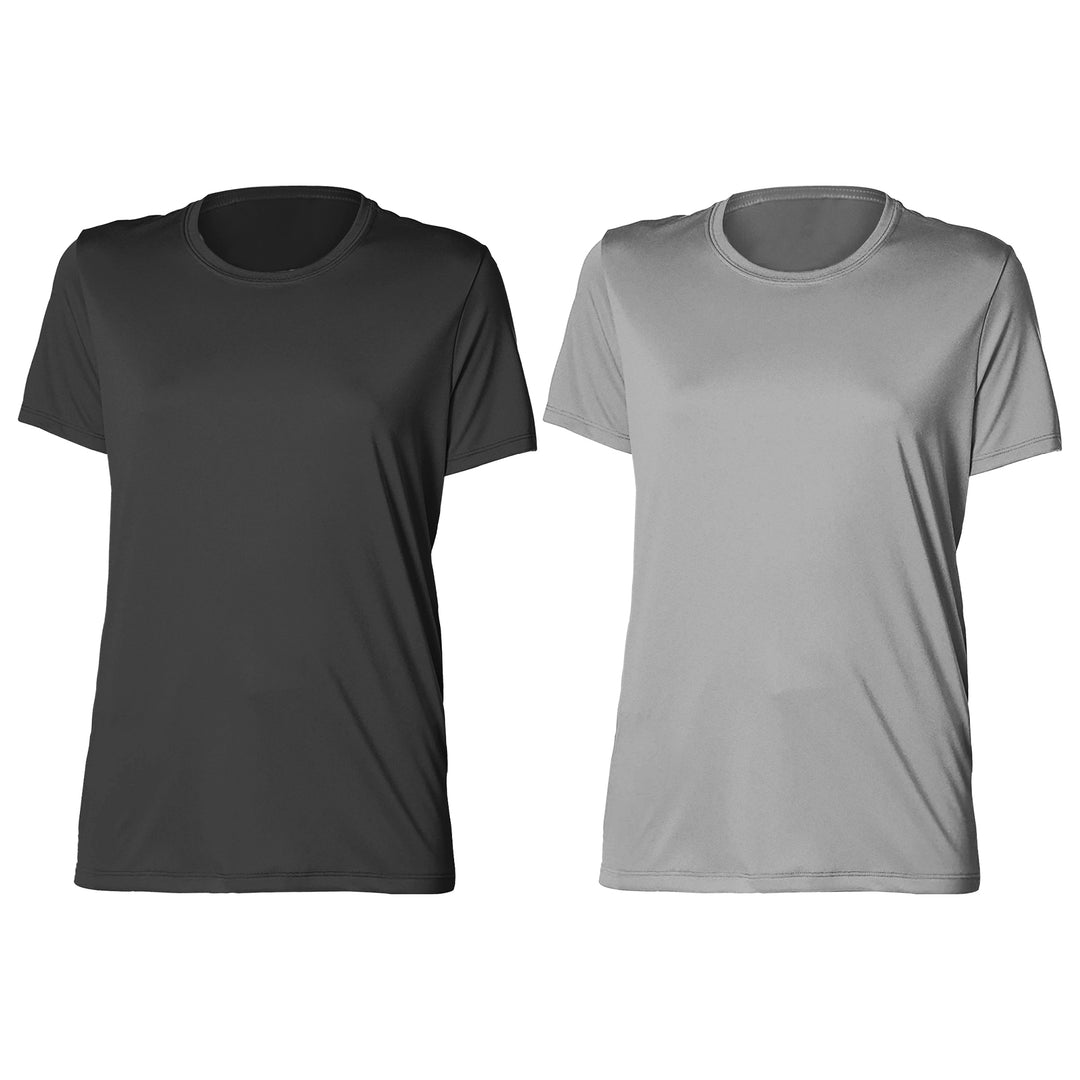 2-Piece Womens Plus Size High-Performance Moisture-Wicking Slim-Fit Short Sleeves with Crew Neck Design T-Shirts Image 2