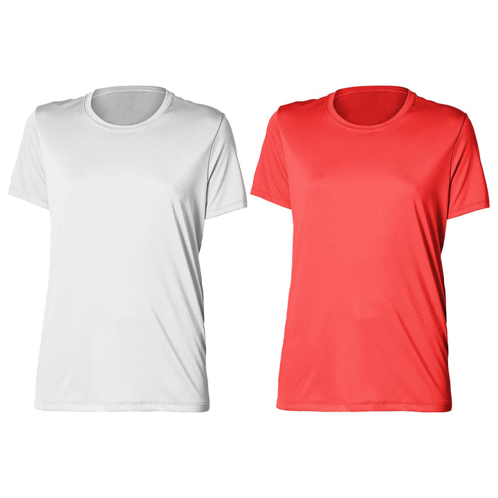 2-Piece Womens Plus Size High-Performance Moisture-Wicking Slim-Fit Short Sleeves with Crew Neck Design T-Shirts Image 1