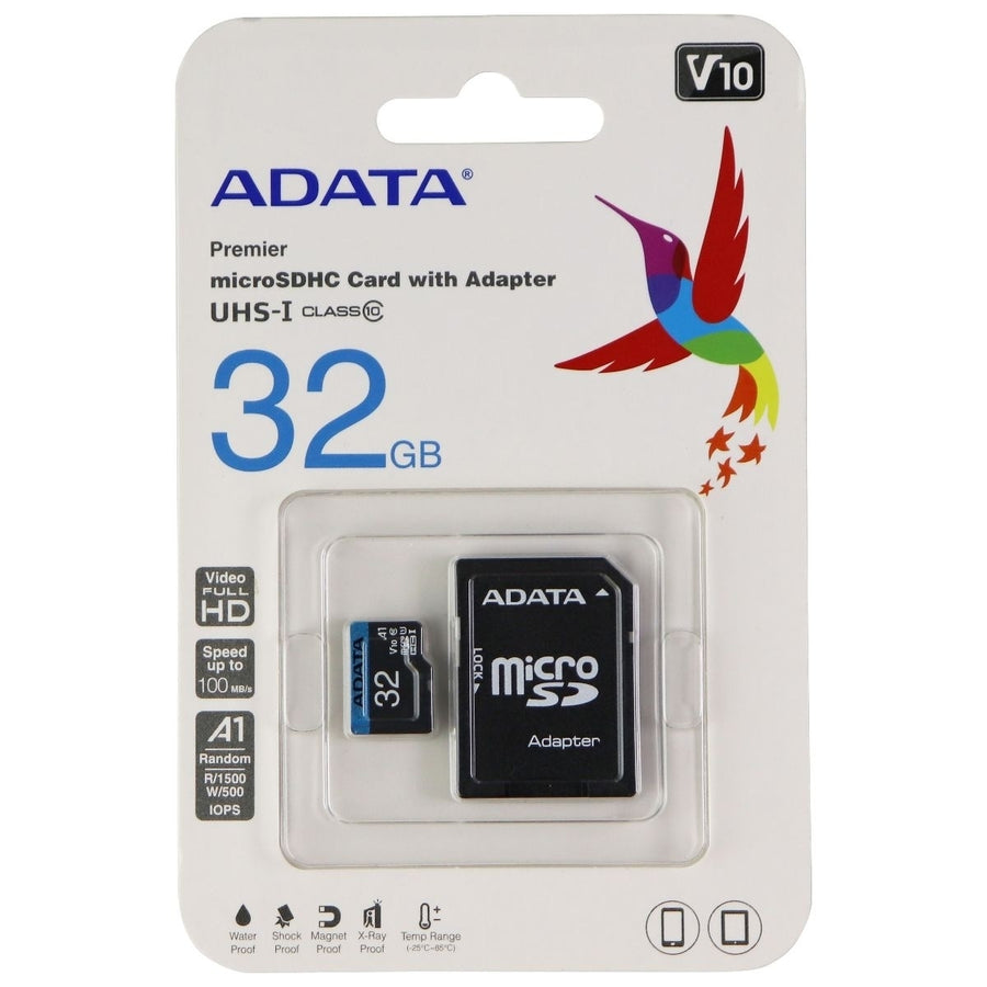 ADATA 32GB microSDHC Card with Adapter UHS-1 / Class 10 / V10/A1 Memory Card Image 1