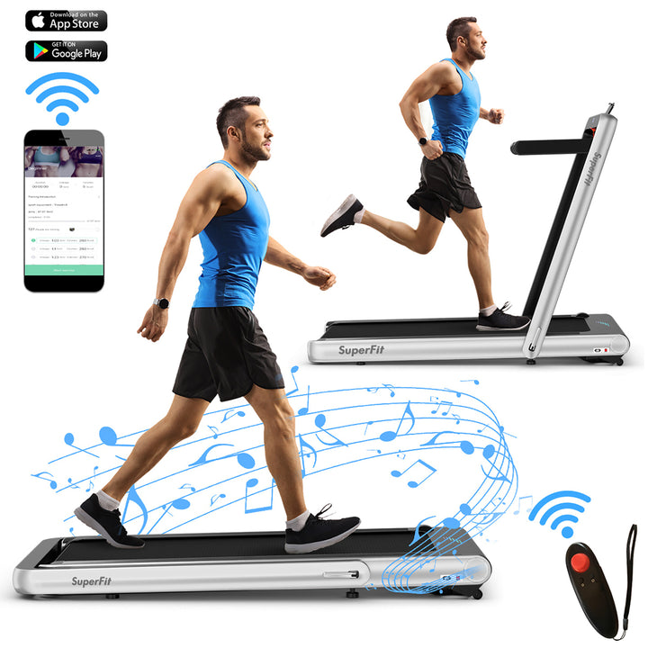 SuperFit 4.75HP 2 In 1 Folding Treadmill W/Remote APP Image 8