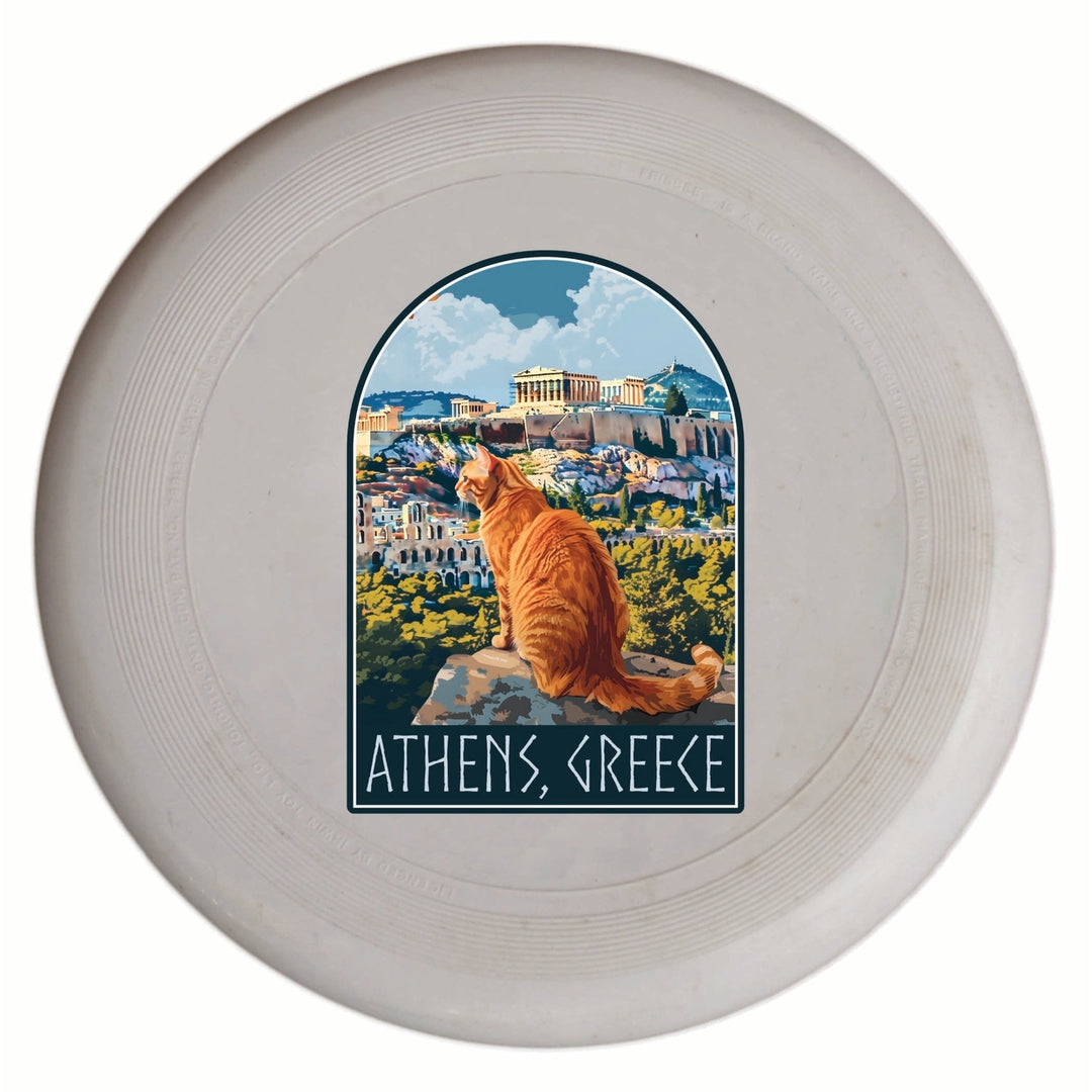 Athens Greece Cat Acropolis Design Souvenir Frisbee Flying Disc Image 1