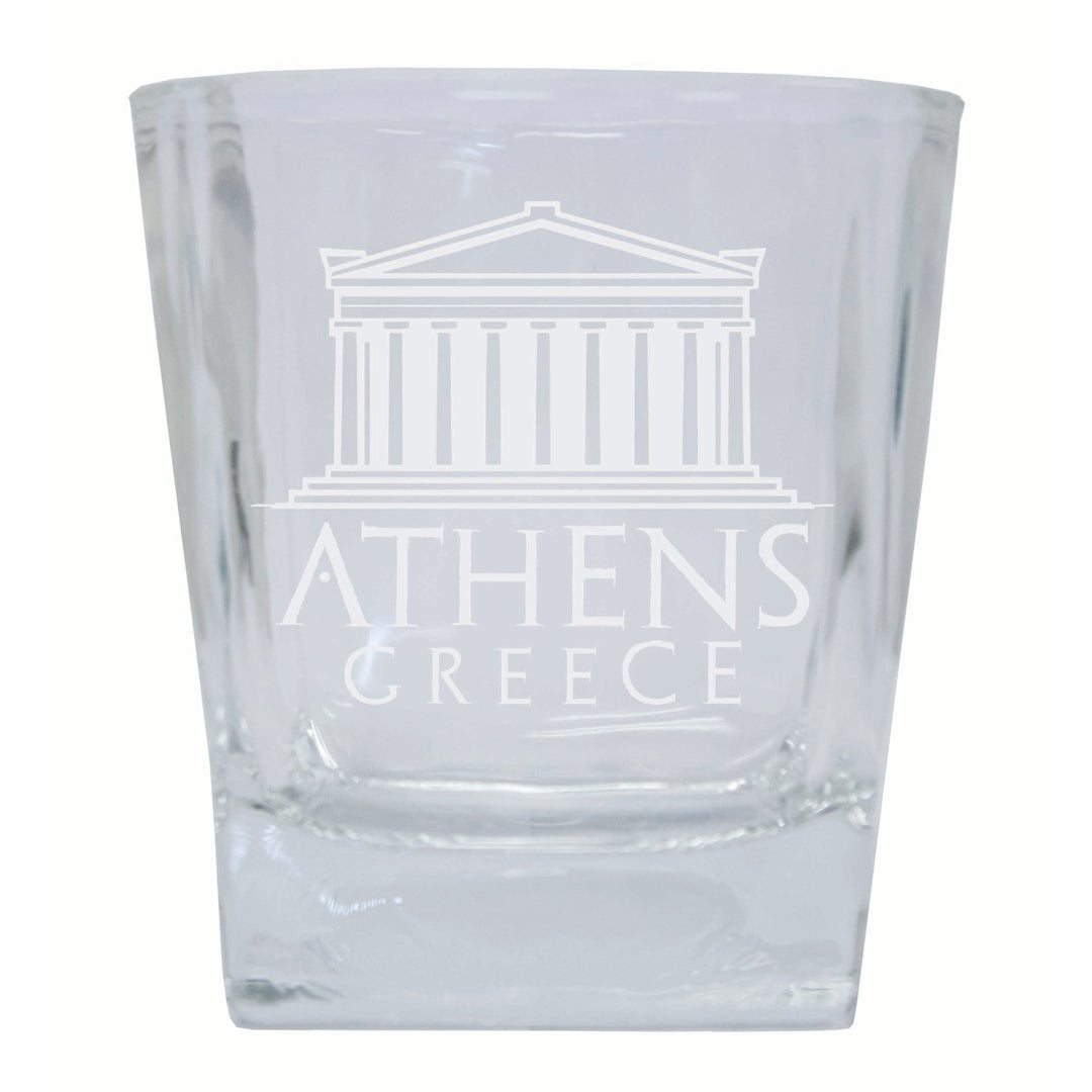 Athens Greece Souvenir 10 oz Engraved Whiskey Glass Rocks Glass Image 1