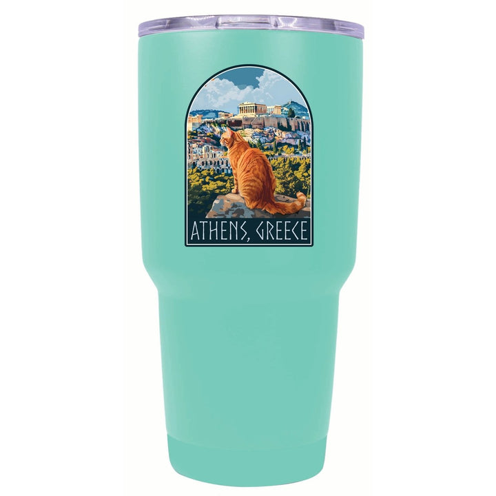 Athens Greece Cat Acropolis Design Souvenir 24 oz Insulated Tumbler STAINLESS STEEL Image 8