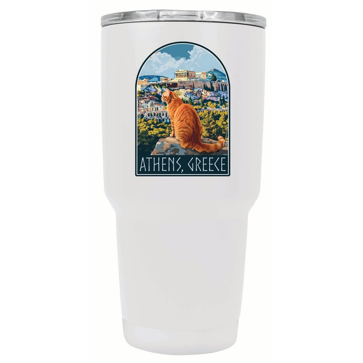 Athens Greece Cat Acropolis Design Souvenir 24 oz Insulated Tumbler STAINLESS STEEL Image 9