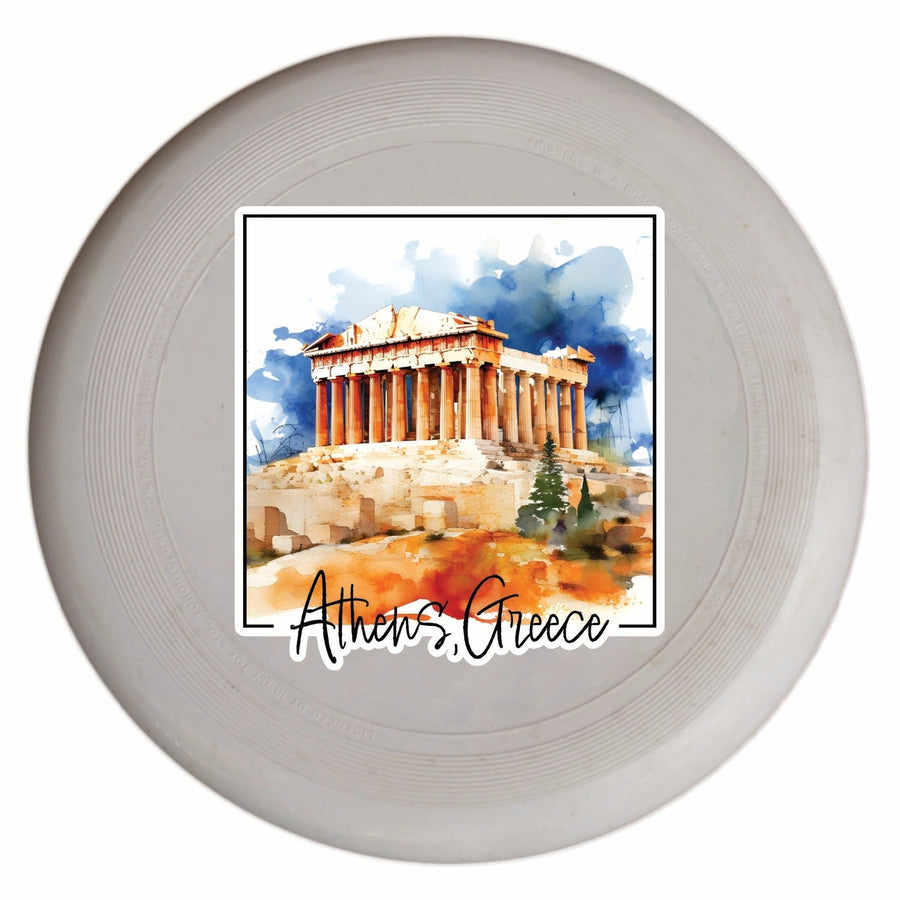 Athens Greece Watercolor Acropolis Design Souvenir Frisbee Flying Disc Image 1