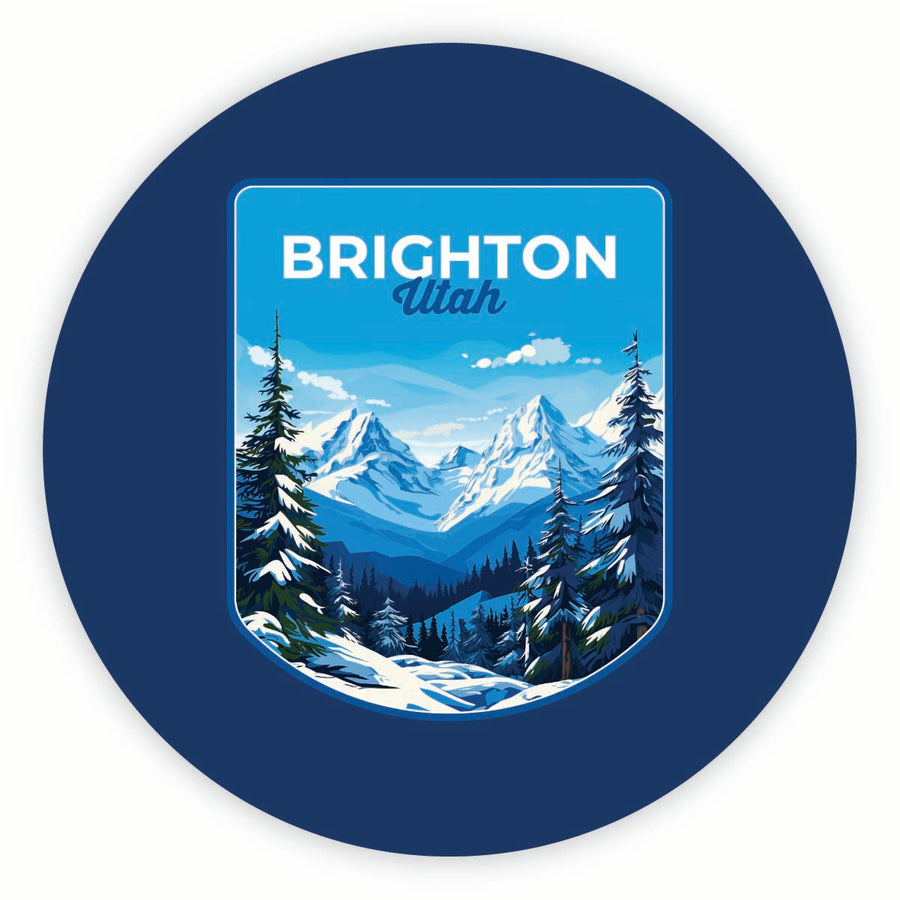 Brighton Utah Ski Resort Mountain Design Souvenir Round Vinyl Decal Sticker Image 1