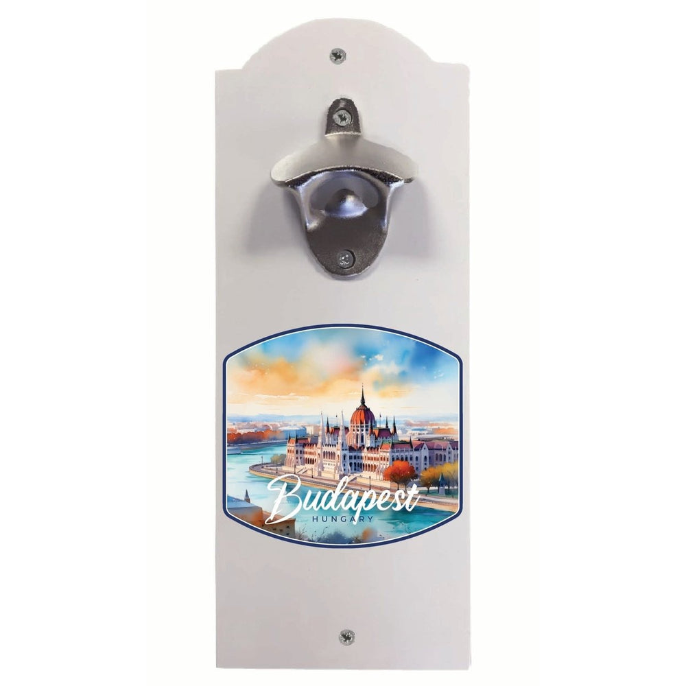 Budapest Hungary Watercolor Cityscape Design Souvenir Wall mounted bottle opener Image 2