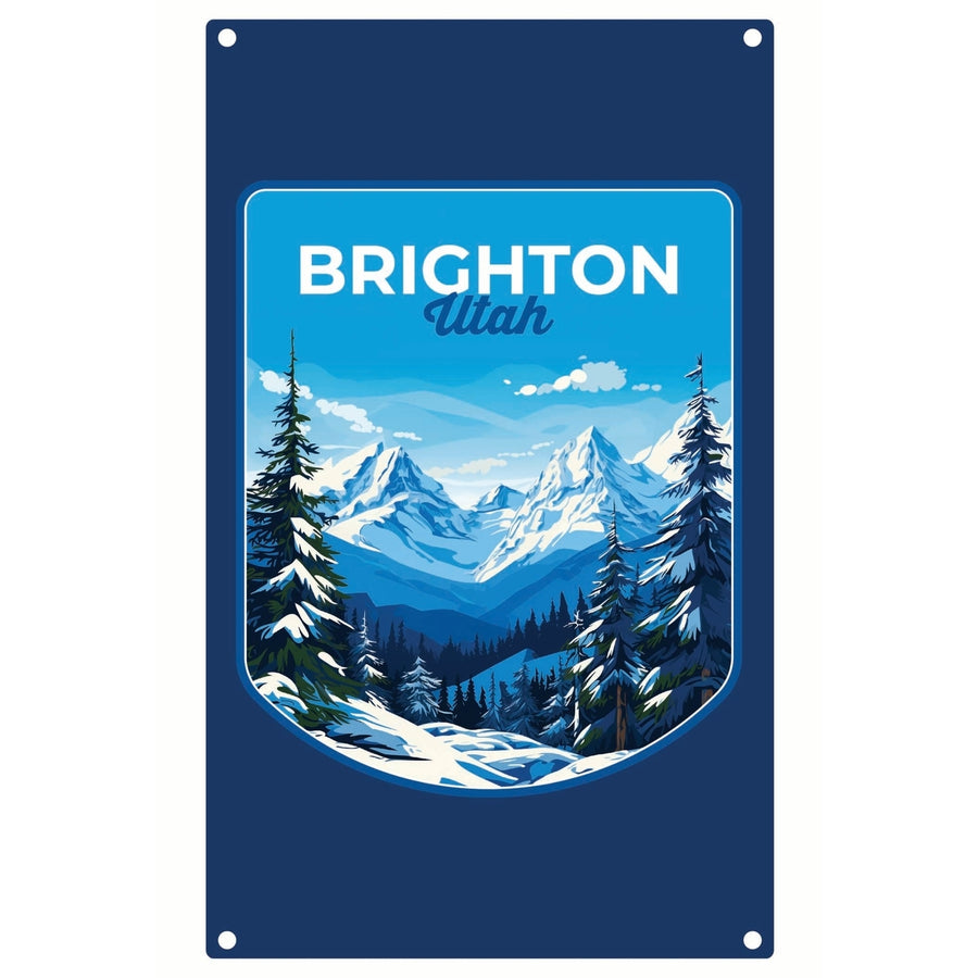 Brighton Utah Ski Resort Mountain Design Souvenir Metal Sign 9 x 15 Image 1