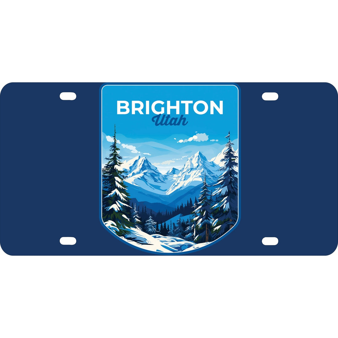 Brighton Utah Ski Resort Mountain Design Souvenir Metal License Plate Image 1