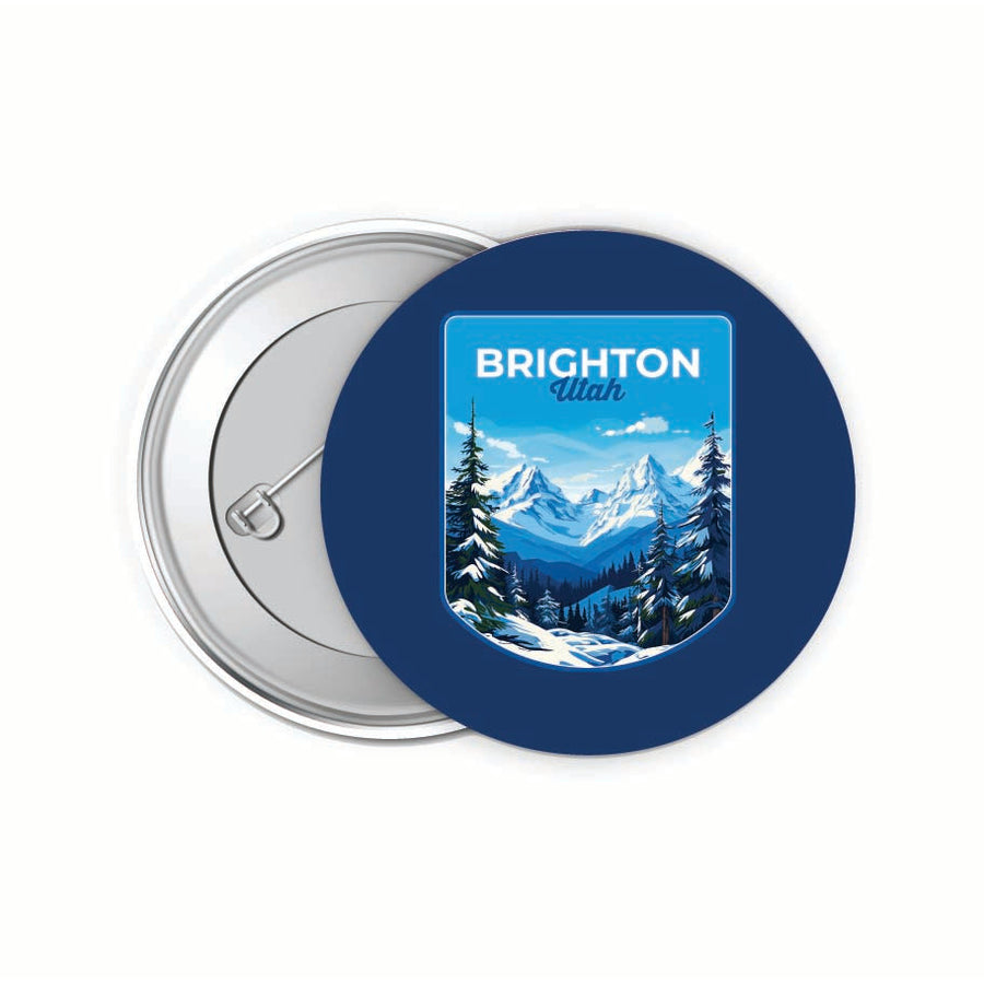 Brighton Utah Ski Resort Mountain Design Souvenir Small 2-Inch Button Pin 4 Pack Image 1