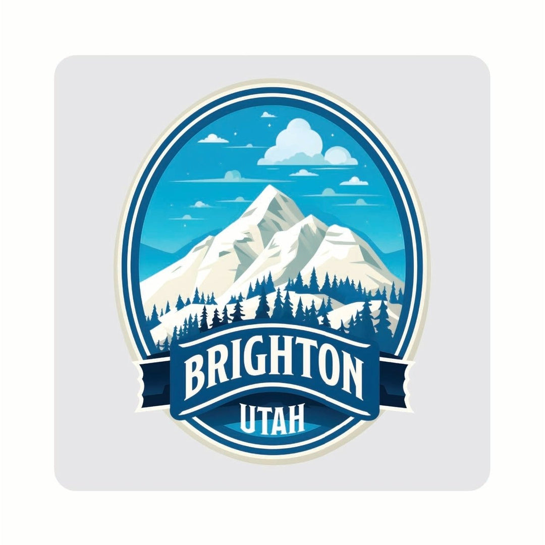 Brighton Utah Snowy Mountain Illustration Design Souvenir 4x4-Inch Coaster Acrylic 4 Pack Image 1