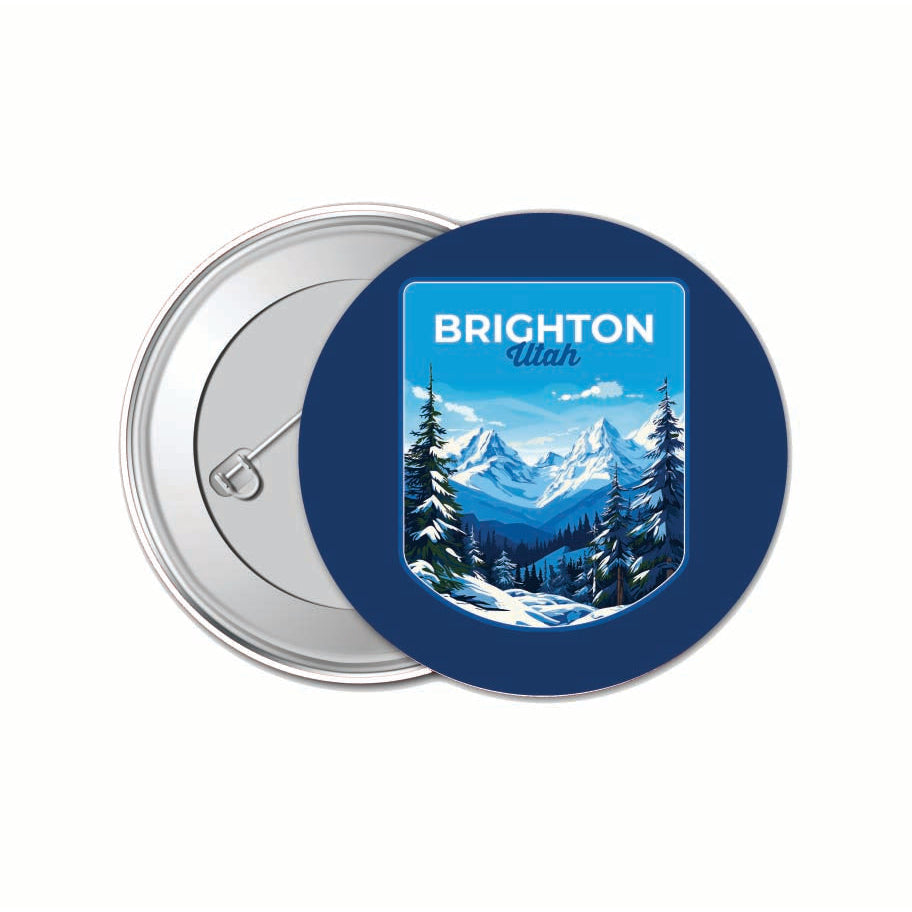 Brighton Utah Ski Resort Mountain Design Souvenir Small 1-Inch Button Pin 4 Pack Image 1