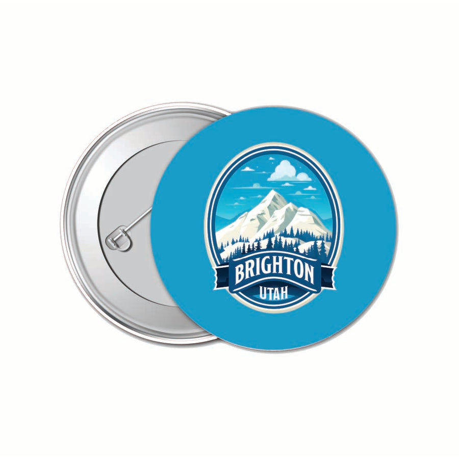 Brighton Utah Snowy Mountain Illustration Design Souvenir Small 1-Inch Button Pin 4 Pack Image 1