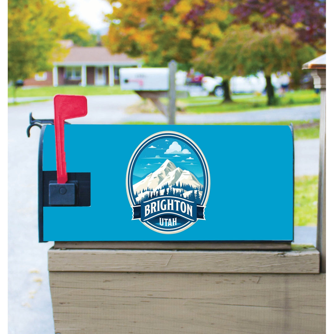 Brighton Utah Snowy Mountain Illustration Design Souvenir Magnetic Mailbox Cover Image 1