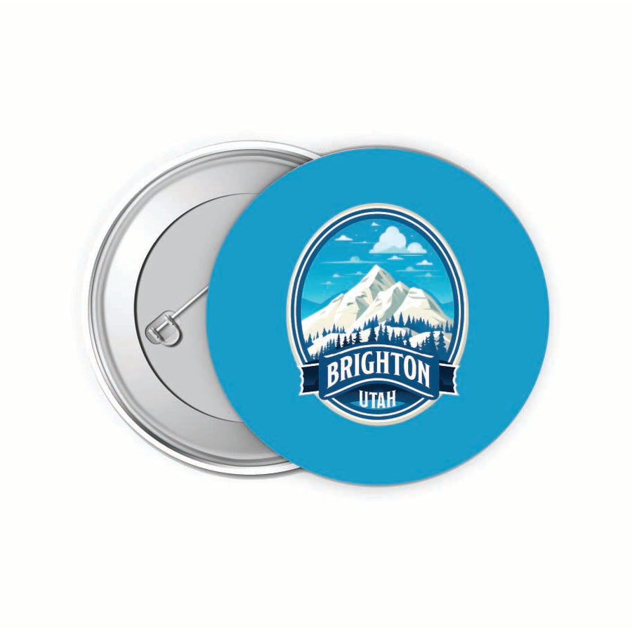 Brighton Utah Snowy Mountain Illustration Design Souvenir Small 2-Inch Button Pin 4 Pack Image 1