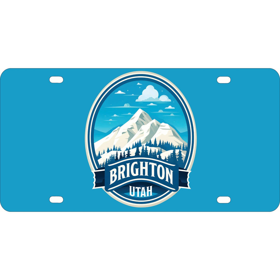 Brighton Utah Snowy Mountain Illustration Design Souvenir Mini Metal License Plate 4.75 x 2.25 inch Image 1