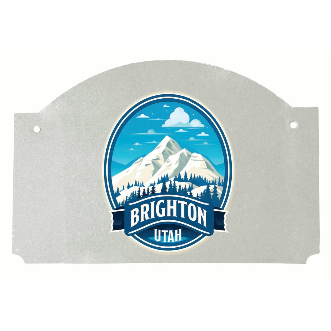 Brighton Utah Snowy Mountain Illustration Design Souvenir Wood sign flat with string Image 1