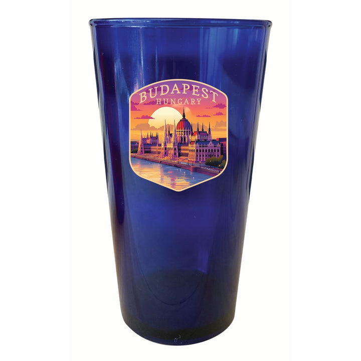 Budapest Hungary Parliament Building Design Souvenir Plastic 16 oz pint Image 2