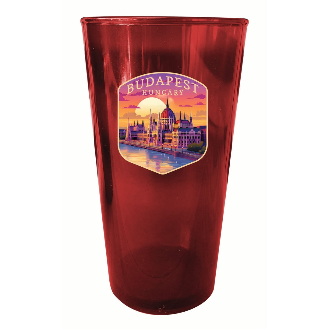 Budapest Hungary Parliament Building Design Souvenir Plastic 16 oz pint Image 4