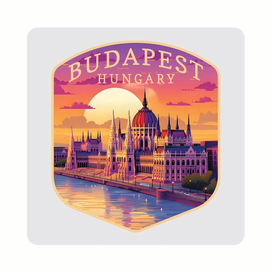 Budapest Hungary Parliament Building Design Souvenir 4x4-Inch Coaster Acrylic 4 Pack Image 1