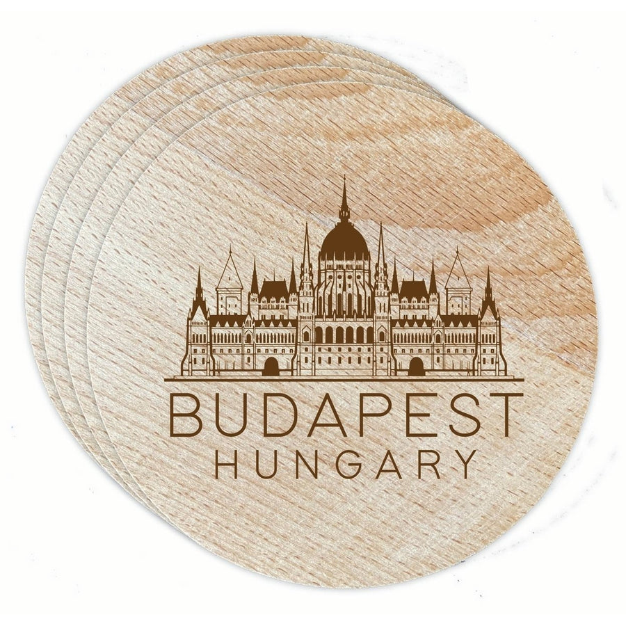 Budapest Hungary Souvenir Etched Coaster Wooden 3.5 x 3.5-Inch 4 Pack Image 1