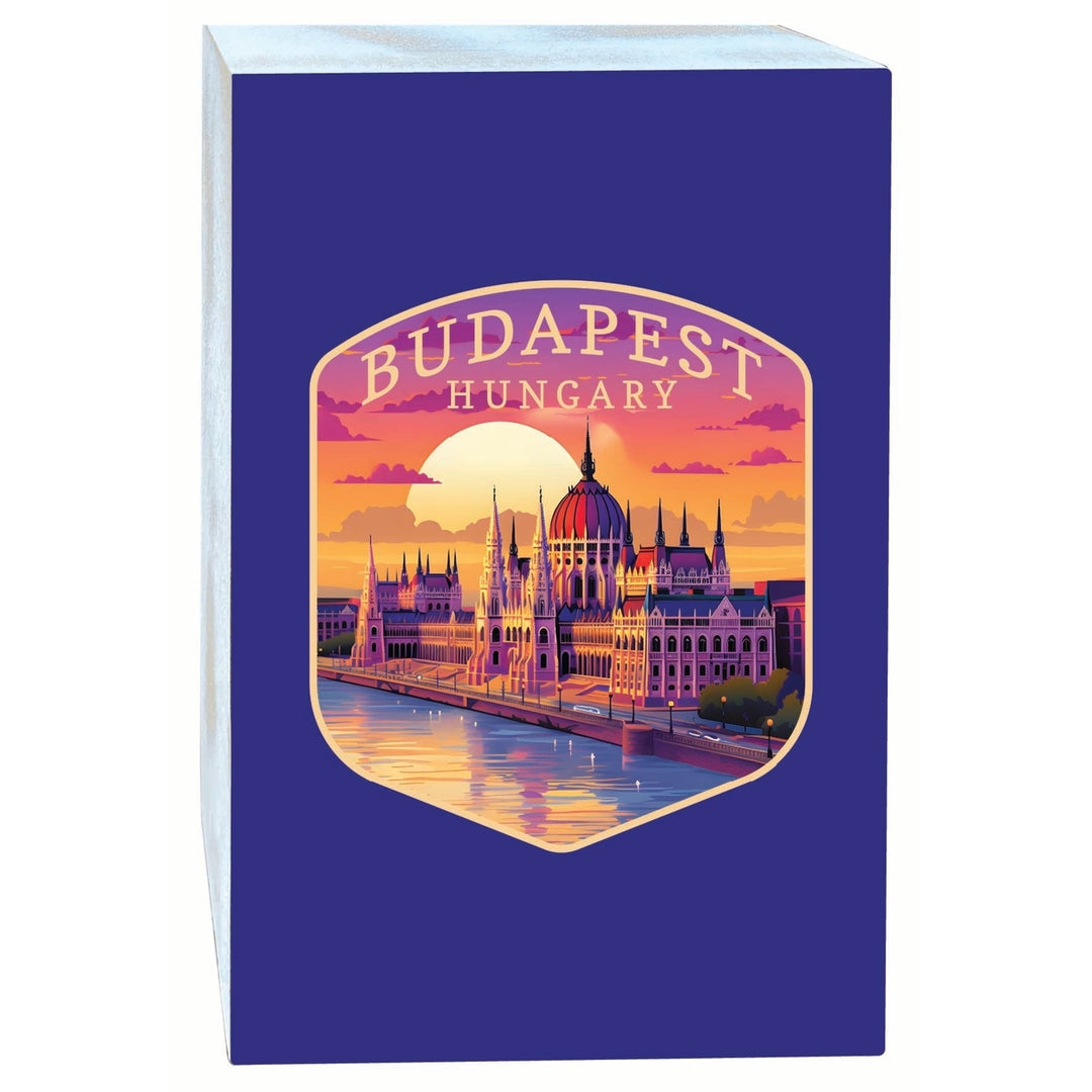 Budapest Hungary Parliament Building Design Souvenir Wood sign with frame 5x7 Image 1