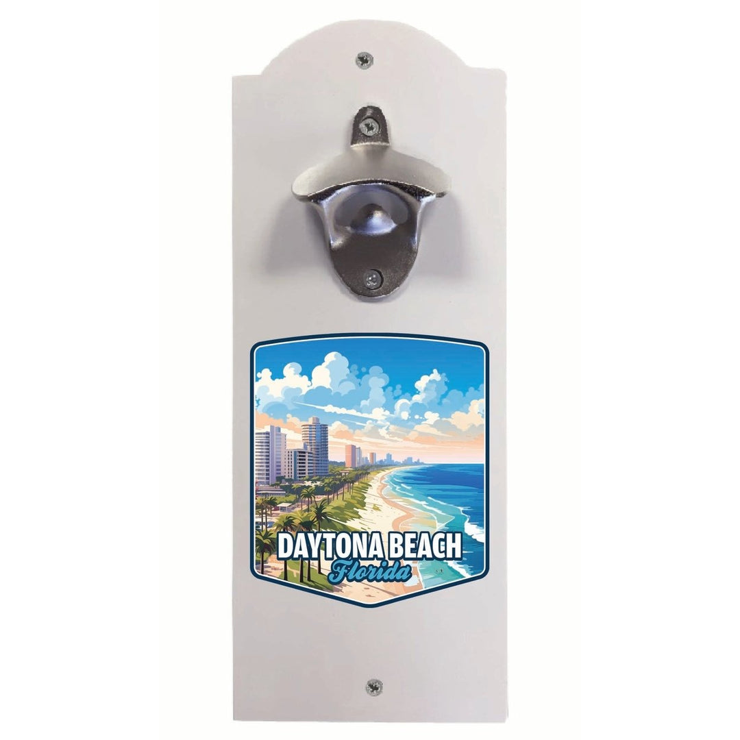 Daytona Beach Florida Ocean Shoreline Design Souvenir Wall mounted bottle opener Image 1