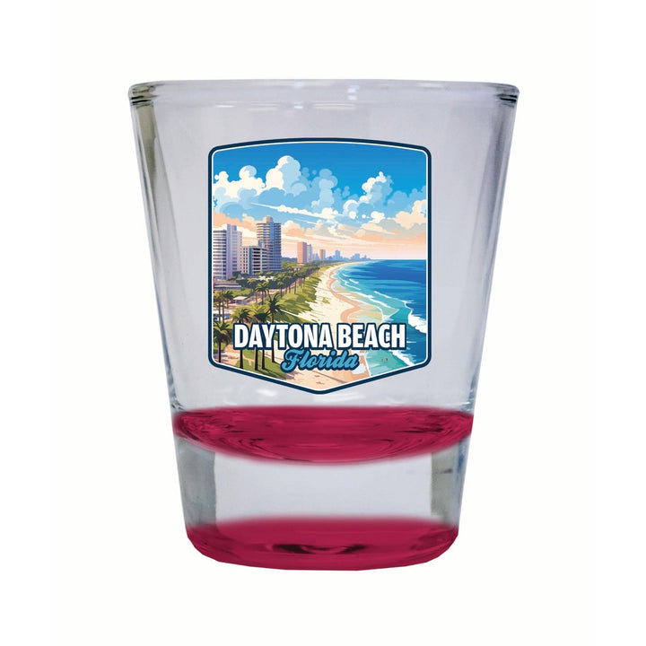 Daytona Beach Florida Ocean Shoreline Design Souvenir 2 Ounce Shot Glass Round Image 1