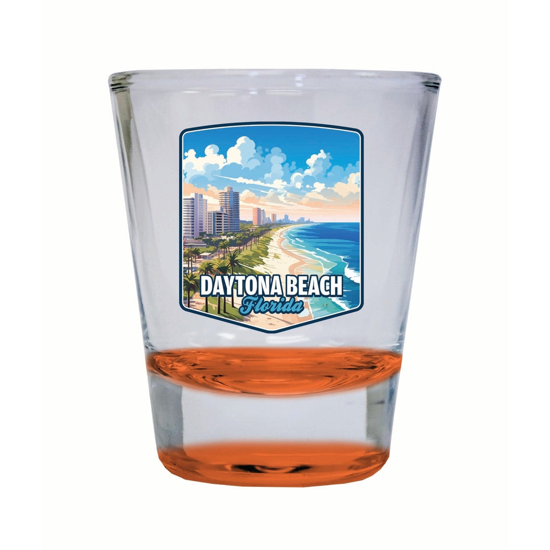 Daytona Beach Florida Ocean Shoreline Design Souvenir 2 Ounce Shot Glass Round Image 2