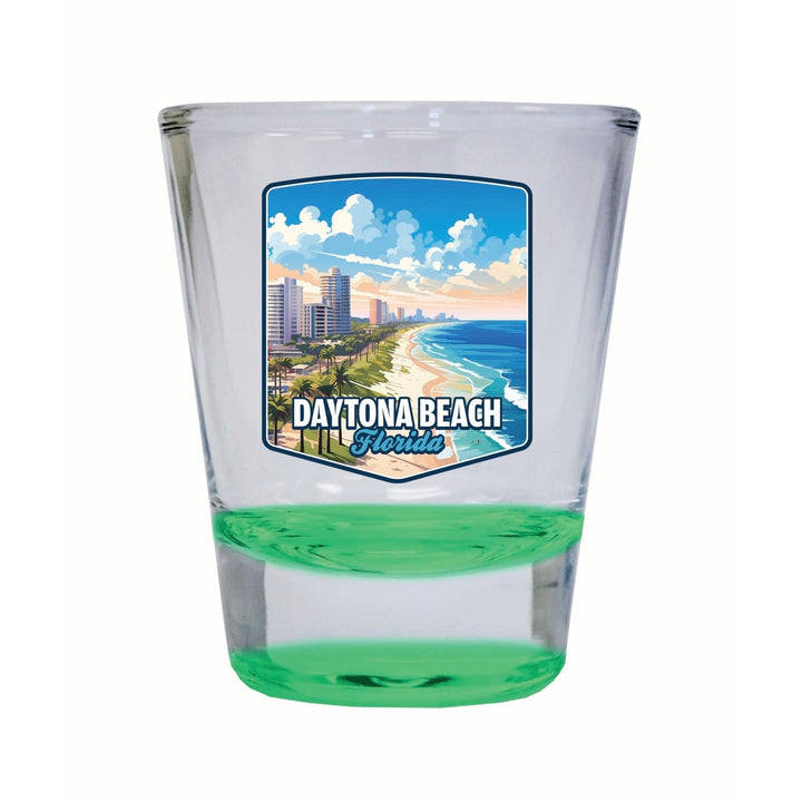 Daytona Beach Florida Ocean Shoreline Design Souvenir 2 Ounce Shot Glass Round Image 3