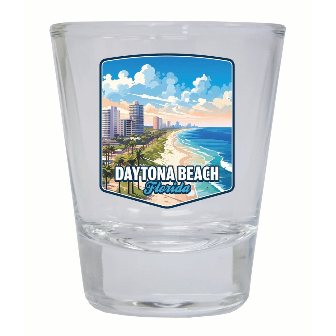 Daytona Beach Florida Ocean Shoreline Design Souvenir 2 Ounce Shot Glass Round Image 4