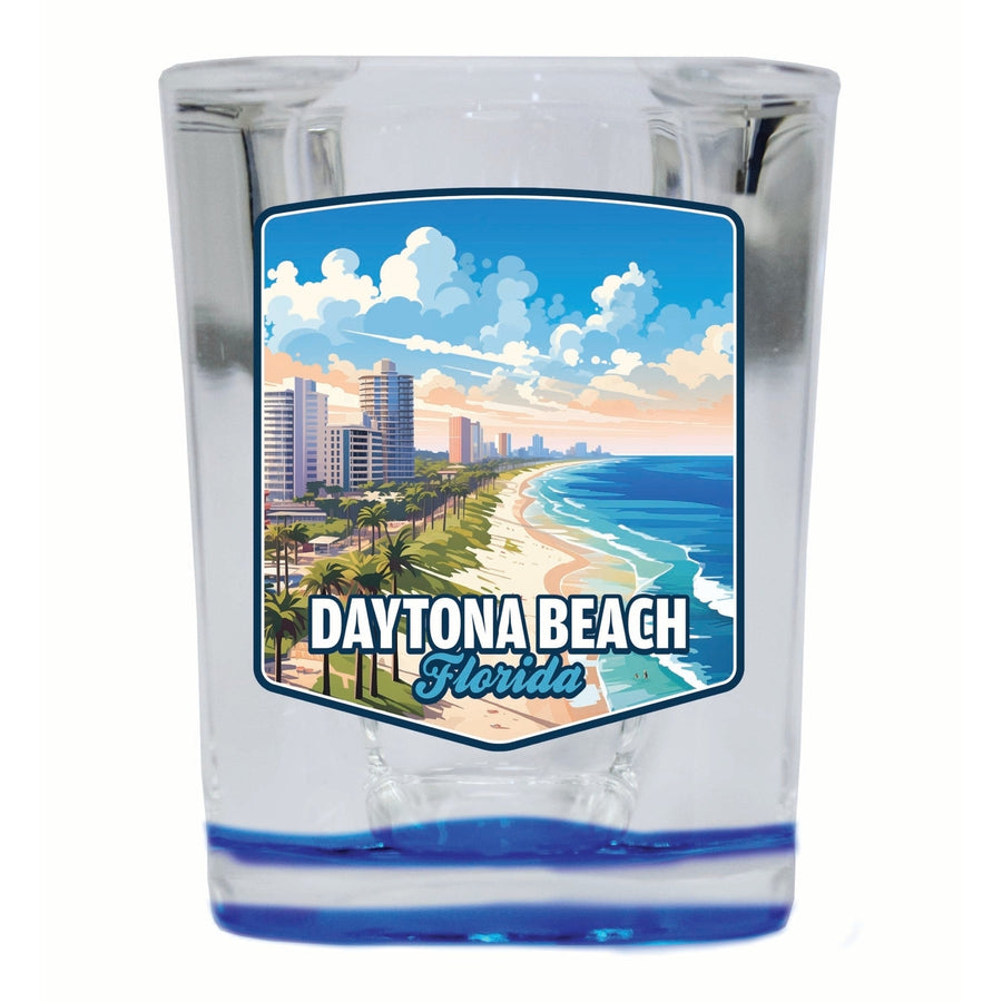 Daytona Beach Florida Ocean Shoreline Design Souvenir 2 Ounce Shot Glass Square Image 1