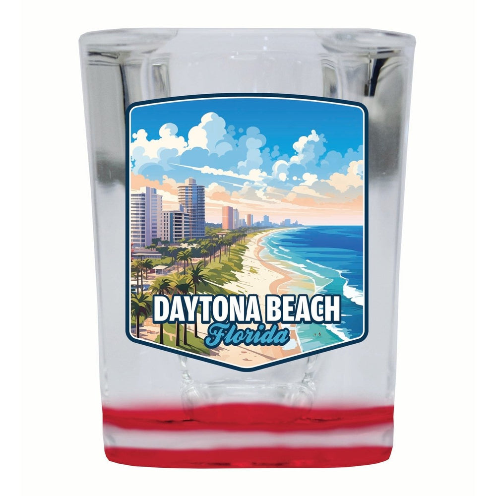 Daytona Beach Florida Ocean Shoreline Design Souvenir 2 Ounce Shot Glass Square Image 2