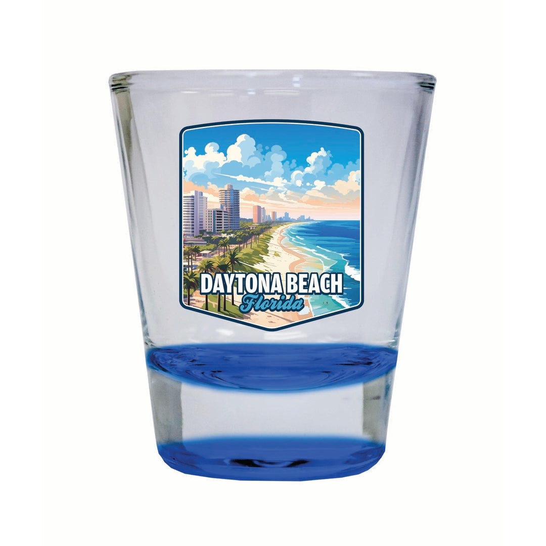 Daytona Beach Florida Ocean Shoreline Design Souvenir 2 Ounce Shot Glass Round Image 4