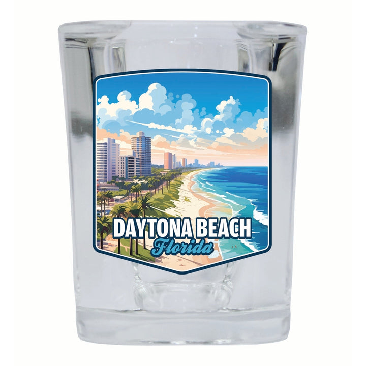 Daytona Beach Florida Ocean Shoreline Design Souvenir 2 Ounce Shot Glass Square Image 4