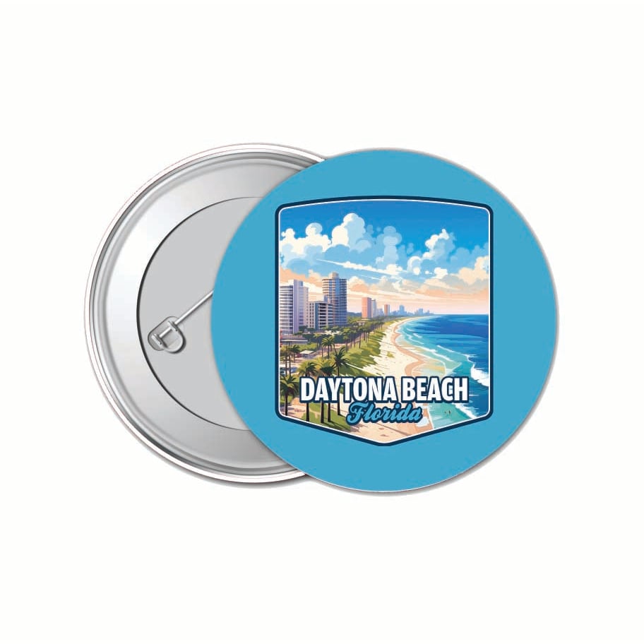 Daytona Beach Florida Ocean Shoreline Design Souvenir Small 1-Inch Button Pin 4 Pack Image 1