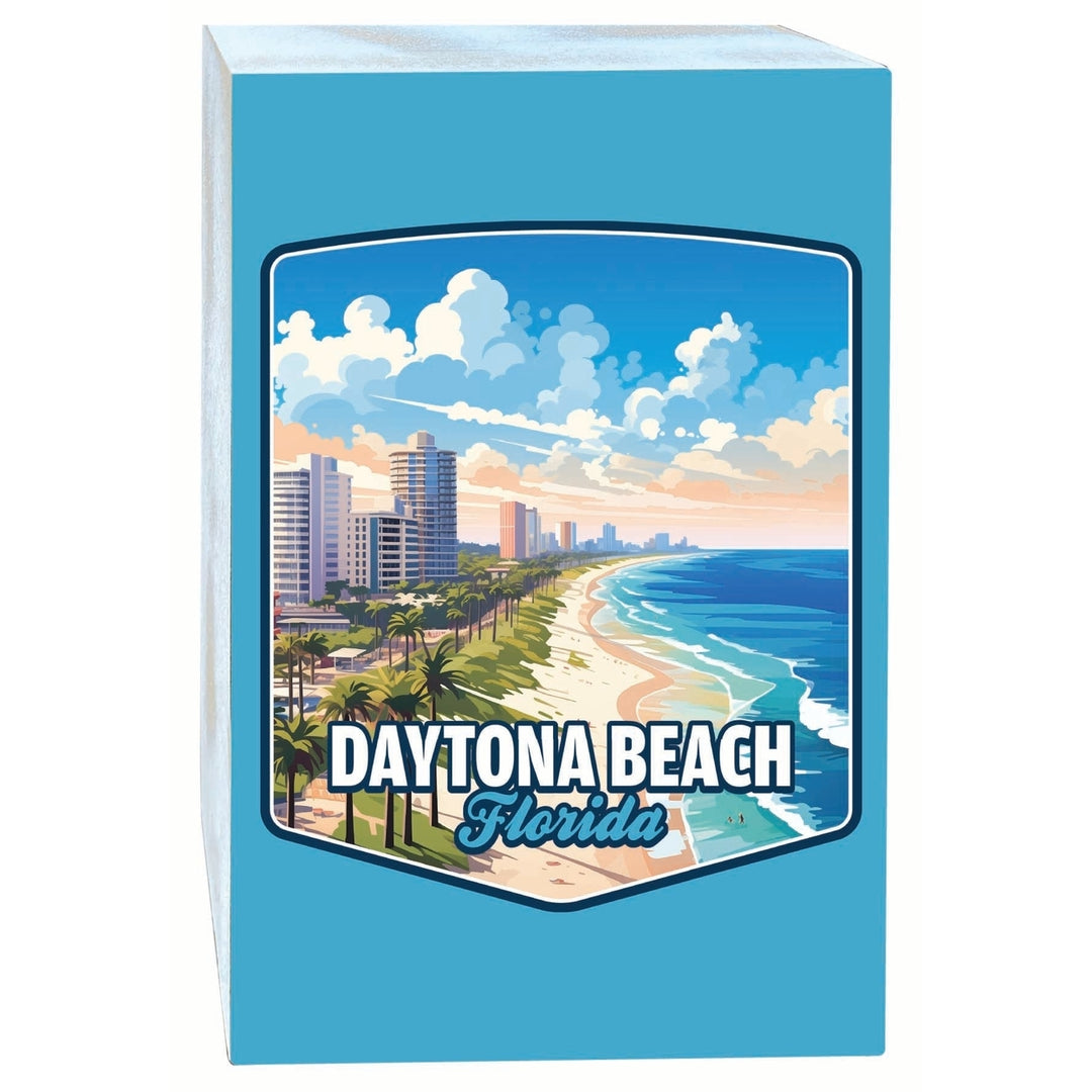 Daytona Beach Florida Ocean Shoreline Design Souvenir Wood sign with frame 5x7 Image 1