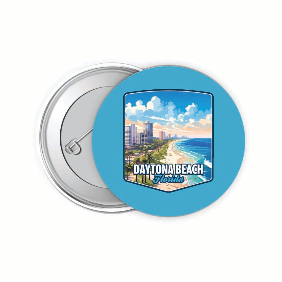 Daytona Beach Florida Ocean Shoreline Design Souvenir Small 2-Inch Button Pin 4 Pack Image 1