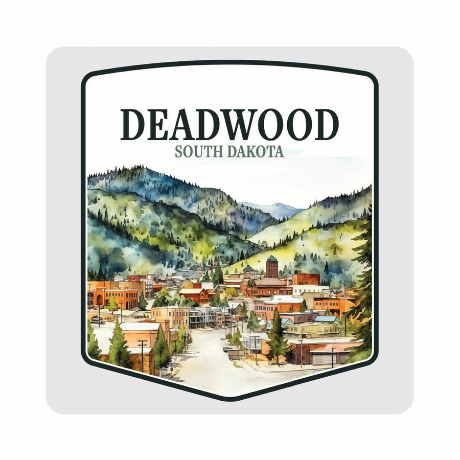 Deadwood South Dakota Watercolor Cityscape Design Souvenir 4x4-Inch Coaster Acrylic 4 Pack Image 1