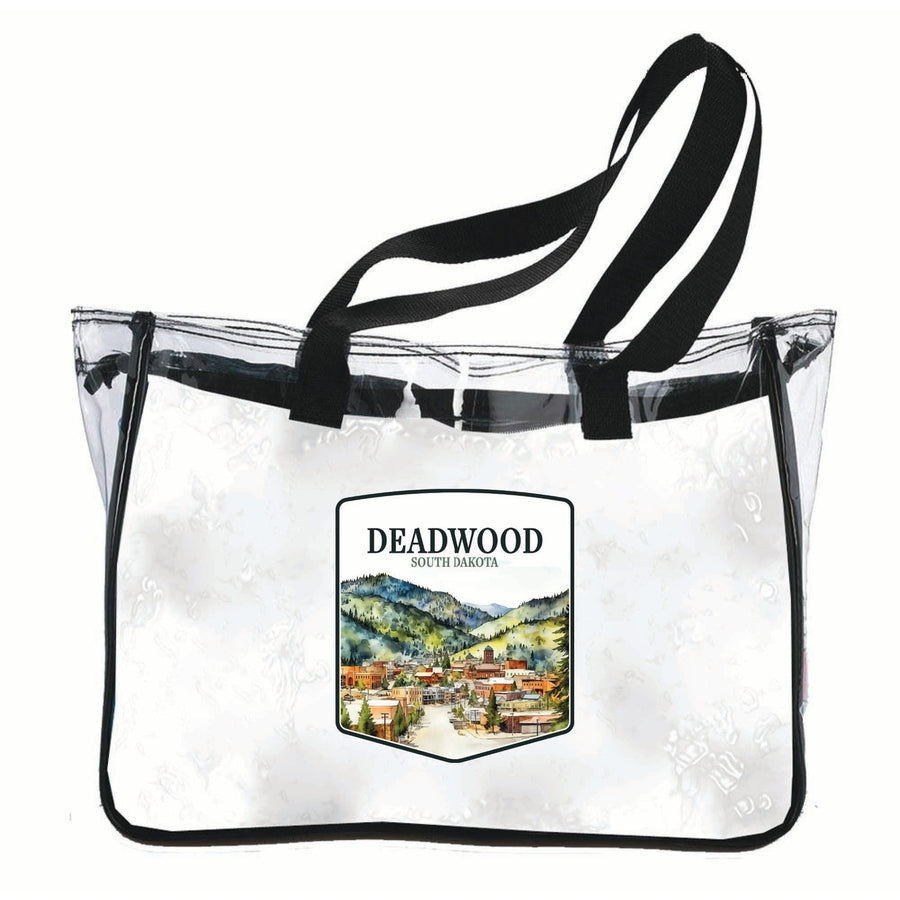 Deadwood South Dakota Watercolor Cityscape Design Souvenir Clear Tote Bag Image 1